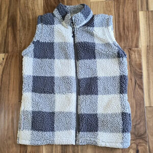 Stillwater Supply Co Shepra Plaid Vest Grey/ Cream Large